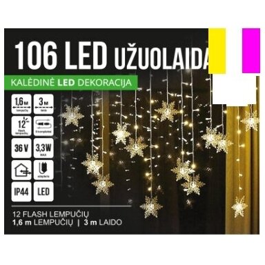 Girlianda užuolaida skaidriu laidu 1.6 x 1m 106LED Šiltai balta / balta / rožinė (20% baltos mirksinčios) Girlianda užuolaida skaidriu laidu 1.6 x 1m 106LED Šiltai balta / balta / rožinė (20% baltos mirksinčios)