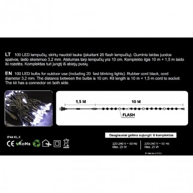 Girlianda laukinė 100LED Mėlyna / Raudona + Žalia / Raudona + 20% baltos greitai mirksinčios spalvos 3 Girlianda laukinė 100LED Mėlyna / Raudona + Žalia / Raudona + 20% baltos greitai mirksinčios spalvos 3