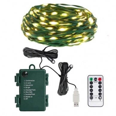 Girlianda MICRO 200LED 8 funkcijos juodu laidu Balta + šiltai balta Girlianda MICRO 200LED 8 funkcijos juodu laidu Balta + šiltai balta