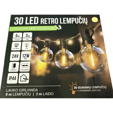 Girlianda retro 30LED Šiltai balta Girlianda retro 30LED Šiltai balta