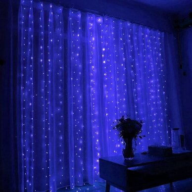 Girlianda užuolaida krioklys juodu laidu 3 x 3m 480LED Mėlyna Girlianda užuolaida krioklys juodu laidu 3 x 3m 480LED Mėlyna