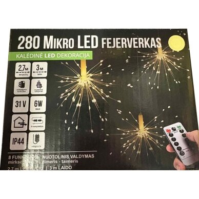 Girlianda užuolaida skaidriu laidu 2.7 x 3m MICRO 280 LED Šiltai balta Girlianda užuolaida skaidriu laidu 2.7 x 3m MICRO 280 LED Šiltai balta