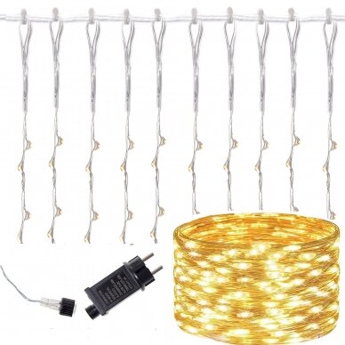 Girlianda užuolaida skaidriu laidu 3.2 x 2.4m 400 Micro LED Šiltai balta 3 Girlianda užuolaida skaidriu laidu 3.2 x 2.4m 400 Micro LED Šiltai balta 3