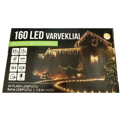 Girlianda varvekliai 160LED Šiltai balta/ balta + 20% baltai greitai mirksinčios spalvos 1 Girlianda varvekliai 160LED Šiltai balta/ balta + 20% baltai greitai mirksinčios spalvos 1