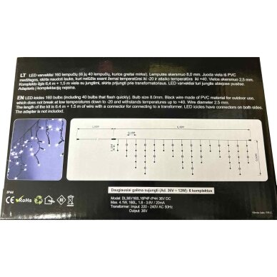 Girlianda varvekliai 160LED Šiltai balta/ balta + 20% baltai greitai mirksinčios spalvos 2