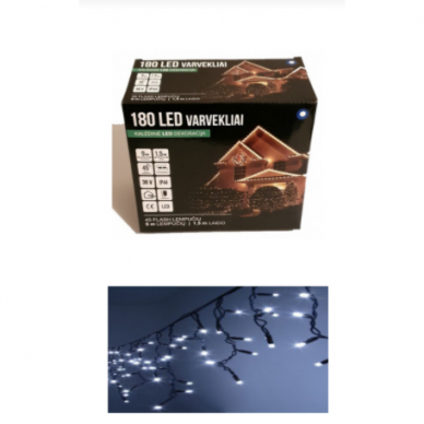 Girlianda varvekliai 180LED Mėlyna / balta + 20% baltai greitai mirksinčios spalvos 1 Girlianda varvekliai 180LED Mėlyna / balta + 20% baltai greitai mirksinčios spalvos 1