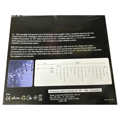 Girlianda varvekliai 240LED Šiltai balta/ balta + 20% baltai greitai mirksinčios spalvos 2
