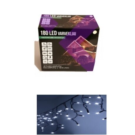 Girlianda varvekliai 180LED Šiltai balta / balta + 20% baltai greitai mirksinčios spalvos 1 Girlianda varvekliai 180LED Šiltai balta / balta + 20% baltai greitai mirksinčios spalvos 1