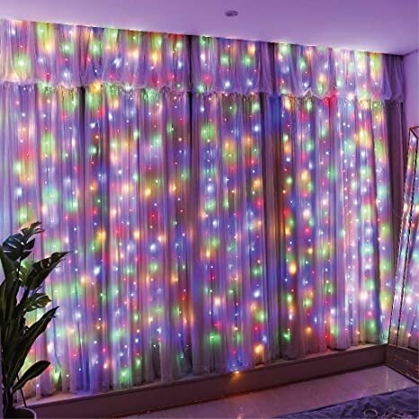 Girlianda užuolaida krioklys skaidriu laidu 3 x 3m 480LED Spalvota (mėlyna/geltona/žalia/raudona) Girlianda užuolaida krioklys skaidriu laidu 3 x 3m 480LED Spalvota (mėlyna/geltona/žalia/raudona)