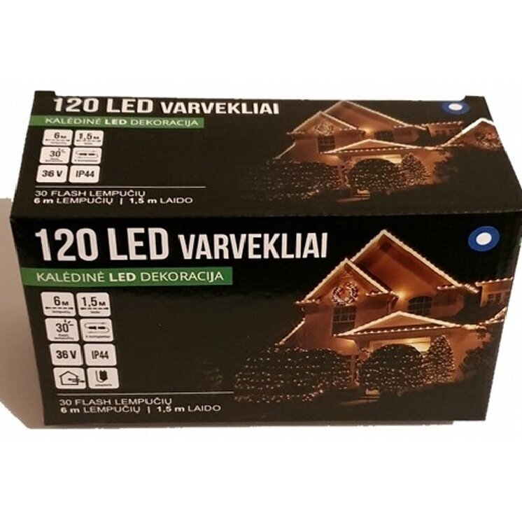 Girlianda varvekliai 120LED Mėlyna + 20% baltai greitai mirksinčios spalvos 1 Girlianda varvekliai 120LED Mėlyna + 20% baltai greitai mirksinčios spalvos 1