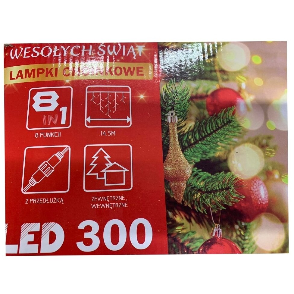 Girlianda varvekliai baltu laidu 300LED 8 funkcijos Balta 1 Girlianda varvekliai baltu laidu 300LED 8 funkcijos Balta 1