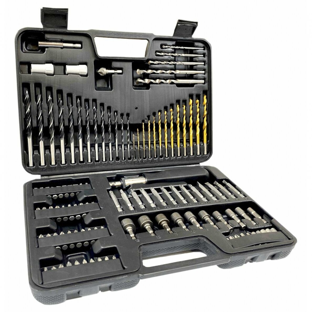 Grąžtų, adapterių ir bitų rinkinys 109vnt. S11550 Grąžtų, adapterių ir bitų rinkinys 109vnt. S11550