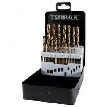 Grąžtų metalui rinkinys 19vnt. 1-10mm Terrax HSS-Co Grąžtų metalui rinkinys 19vnt. 1-10mm Terrax HSS-Co