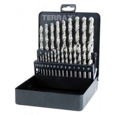 Grąžtų metalui rinkinys 25vnt. 1-13mm Terrax HSS Grąžtų metalui rinkinys 25vnt. 1-13mm Terrax HSS