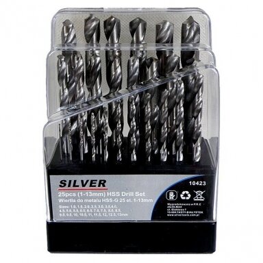 Grąžtų metalui rinkinys 25vnt. 1-13mm HSS S10423 Grąžtų metalui rinkinys 25vnt. 1-13mm HSS S10423