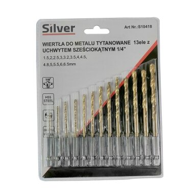 Grąžtų metalui rinkinys HEX antgalis 13vnt. 1.5-6.5mm HSS S10418