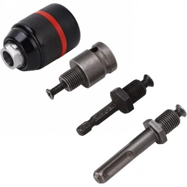 Griebtuvas grąžtui 2-13mm 1/2 su adapteriais 4vnt Griebtuvas grąžtui 2-13mm 1/2 su adapteriais 4vnt