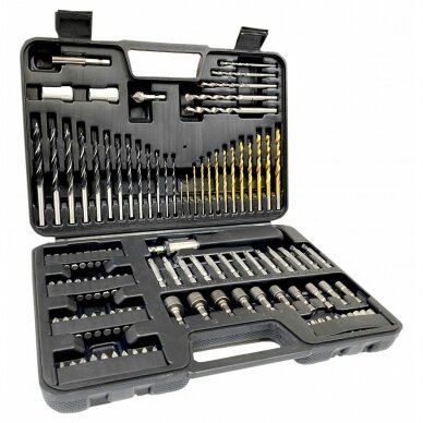 Grąžtų, adapterių ir bitų rinkinys 109vnt. S11550 Grąžtų, adapterių ir bitų rinkinys 109vnt. S11550