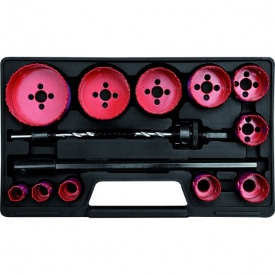 Grąžtų karūnų rinkinys metalui HSS M3 19-76mm 15vnt. Grąžtų karūnų rinkinys metalui HSS M3 19-76mm 15vnt.