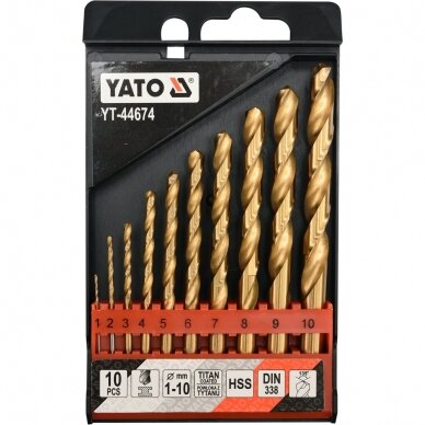 Grąžtų metalui rinkinys 10vnt. 1-10mm HSS Grąžtų metalui rinkinys 10vnt. 1-10mm HSS