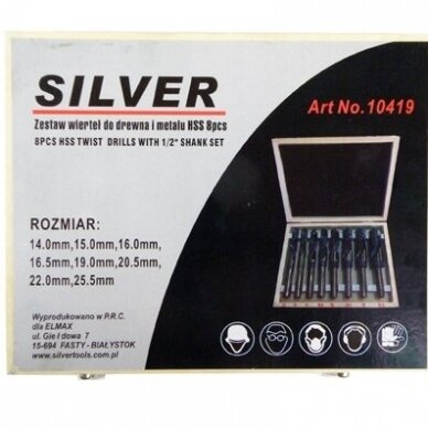 Grąžtų metalui rinkinys  8vnt. 14-25.5mm HSS S10419 2