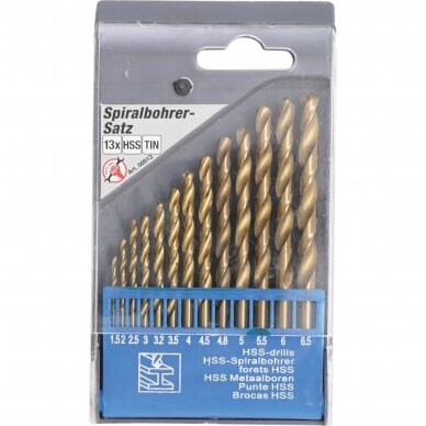 Grąžtų metalui rinkinys 13vnt. 1.5-6.5mm HSS Grąžtų metalui rinkinys 13vnt. 1.5-6.5mm HSS