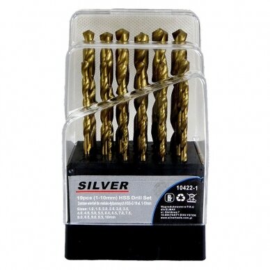 Grąžtų metalui rinkinys 19vnt. 1-10mm HSS S10422/1 Grąžtų metalui rinkinys 19vnt. 1-10mm HSS S10422/1