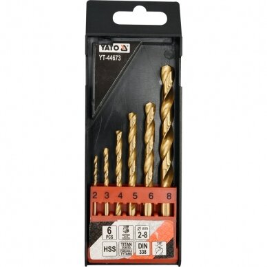 Grąžtų metalui rinkinys 6vnt. 2-8mm HSS Grąžtų metalui rinkinys 6vnt. 2-8mm HSS
