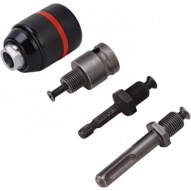 Griebtuvas grąžtui 2-13mm 1/2 su adapteriais 4vnt Griebtuvas grąžtui 2-13mm 1/2 su adapteriais 4vnt