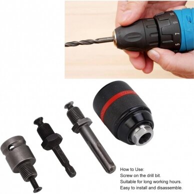 Griebtuvas grąžtui 2-13mm 1/2 su adapteriais 4vnt 3 Griebtuvas grąžtui 2-13mm 1/2 su adapteriais 4vnt 3