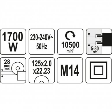 Griovelių darymo sienoje įrankis 125mm 1700W 3 Griovelių darymo sienoje įrankis 125mm 1700W 3
