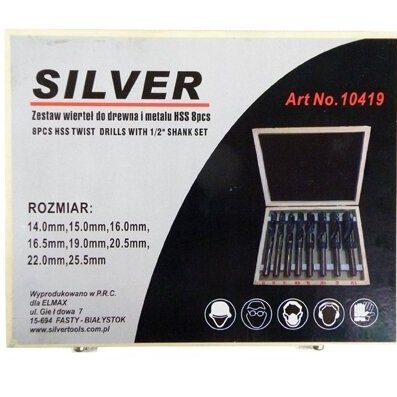 Grąžtų metalui rinkinys 8vnt. 14-25.5mm HSS S10419 2 Grąžtų metalui rinkinys 8vnt. 14-25.5mm HSS S10419 2