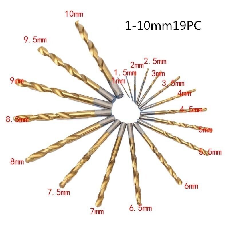 Grąžtų metalui rinkinys 19vnt. 1-10mm HSS Titan 1 Grąžtų metalui rinkinys 19vnt. 1-10mm HSS Titan 1
