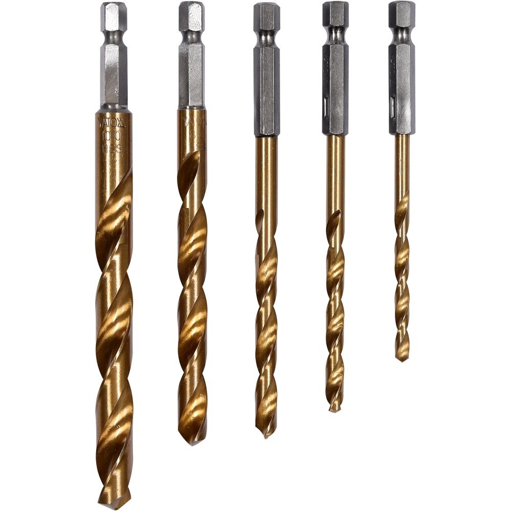 Grąžtų metalui rinkinys HEX antgalis 5vnt. 4-10mm HSS Grąžtų metalui rinkinys HEX antgalis 5vnt. 4-10mm HSS