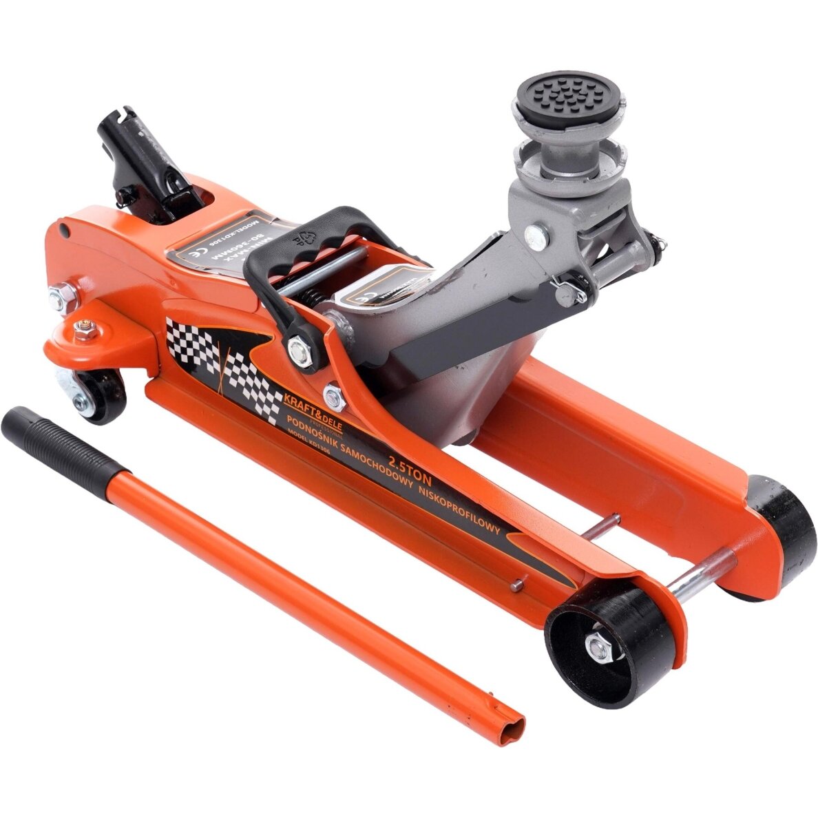Hidraulinis domkratas su ratukais pažemintas su paaukštinimu 2.5T 80-360mm KD1306 2