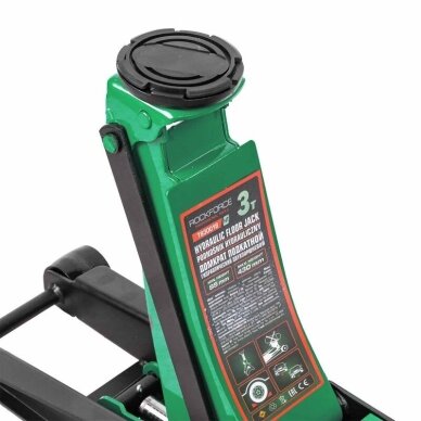 Hidraulinis domkratas su ratukais pažemintas greito pakėlimo + apsauginė guma 3T 75-510mm RF-T830018 3