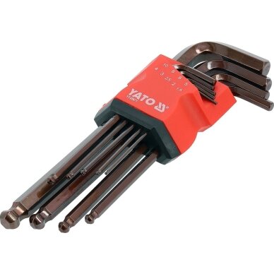 Veržliarakčių L tipo rinkinys su šarnyru S2 HEX 1.5-10mm 9vnt YT-05671 Veržliarakčių L tipo rinkinys su šarnyru S2 HEX 1.5-10mm 9vnt YT-05671