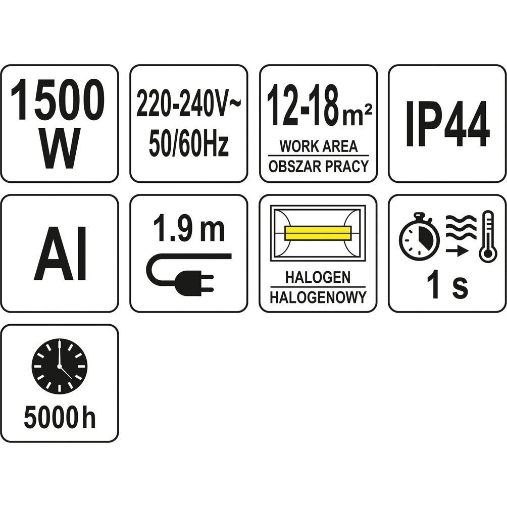 Infraraudonųjų spindulių šildytuvas pakabinamas su distanciniu valdymu 1.5kW YT-99501 5