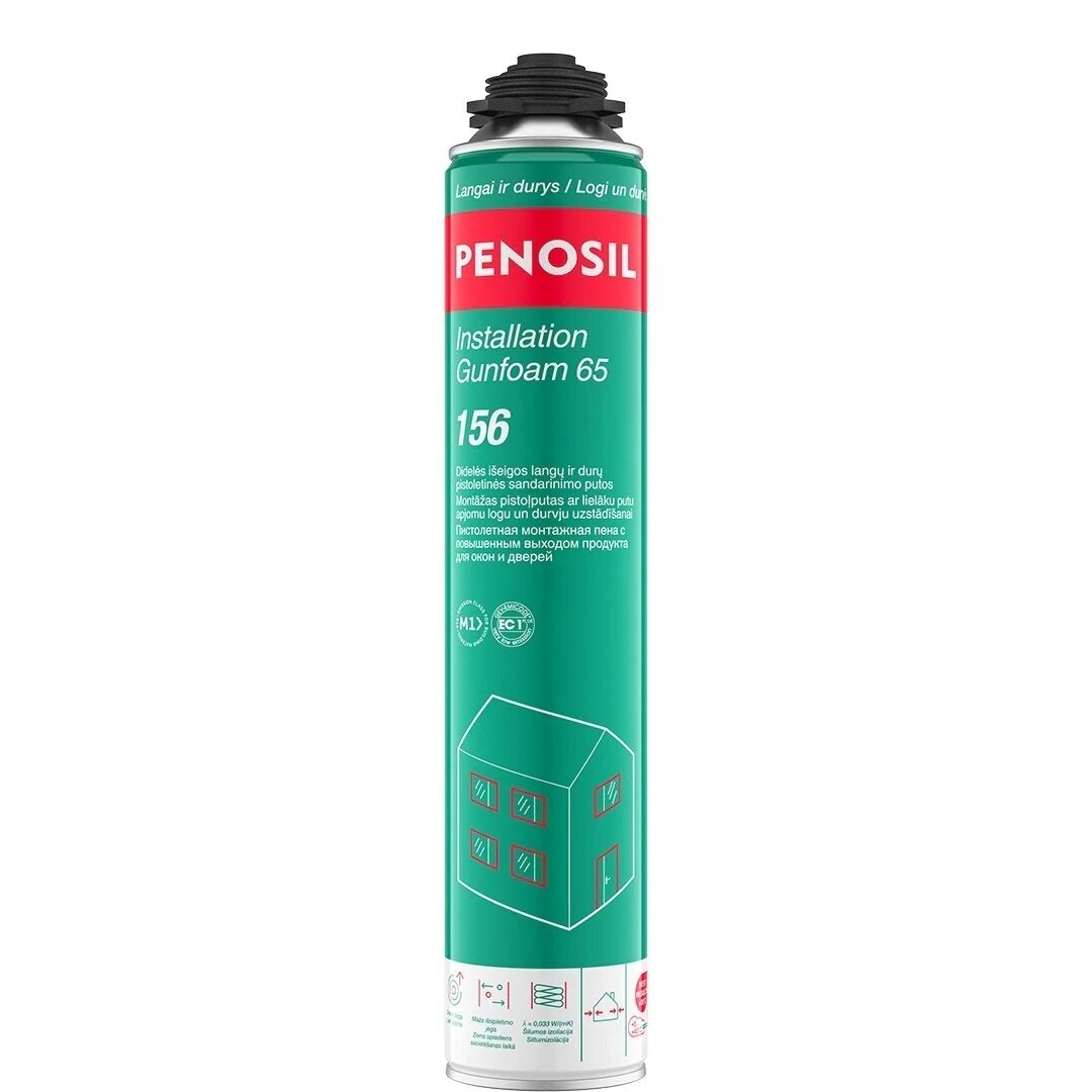 Installation Gunfoam 65 156 PENOSIL didelės išeigos sandarinimo putos 870ml. Installation Gunfoam 65 156 PENOSIL didelės išeigos sandarinimo putos 870ml.