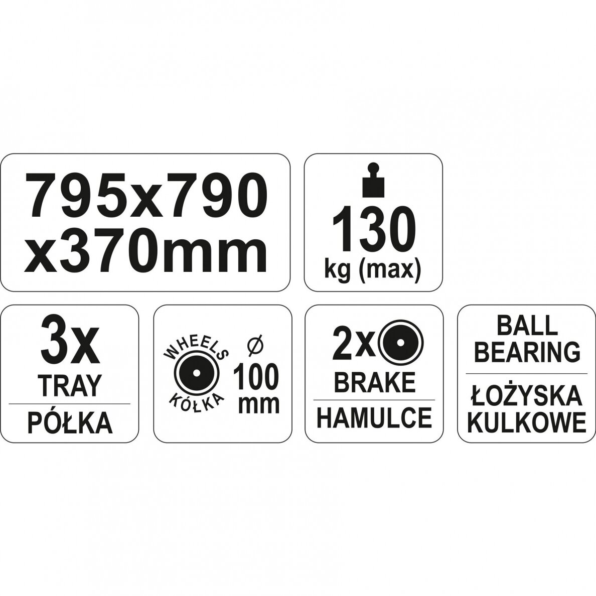 Įrankių vežimėlis 3 lentynos 3 Įrankių vežimėlis 3 lentynos 3