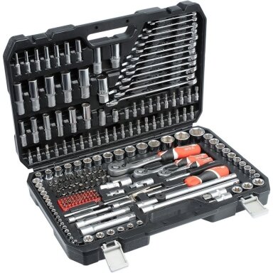 Įrankių rinkinys su veržliarakčiais 216vnt. 1/4" 3/8" 1/2" 6br. E-torx Įrankių rinkinys su veržliarakčiais 216vnt. 1/4" 3/8" 1/2" 6br. E-torx