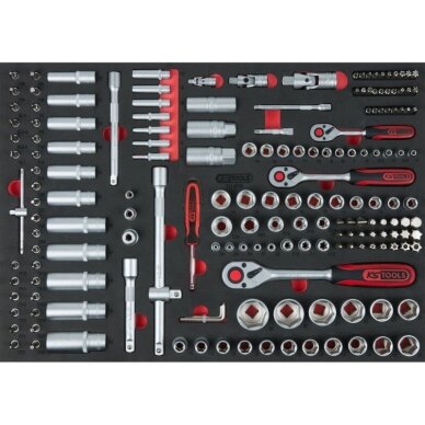 Įrankių vežimėlis su įrankiais. Bėgeliai su guoliais 215vnt. 7 stalčiai KsTools RACING LINE + priedai 1