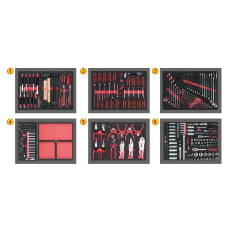 Įrankių vežimėlis su įrankiais. Bėgeliai su guoliais 598vnt. 7 stalčiai KsTools RACING LINE 2 Įrankių vežimėlis su įrankiais. Bėgeliai su guoliais 598vnt. 7 stalčiai KsTools RACING LINE 2
