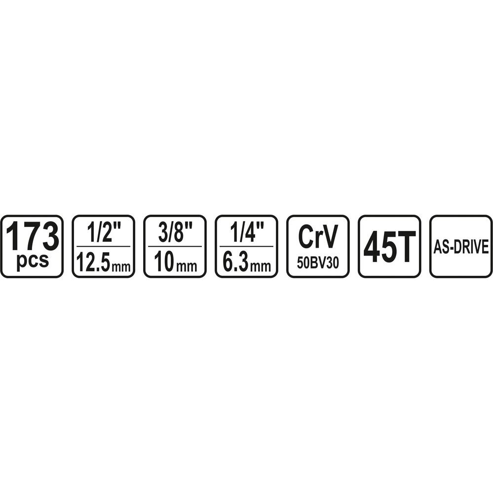 Įrankių rinkinys 173vnt. 1/4" 3/8" 1/2" 6br. star 4 Įrankių rinkinys 173vnt. 1/4" 3/8" 1/2" 6br. star 4