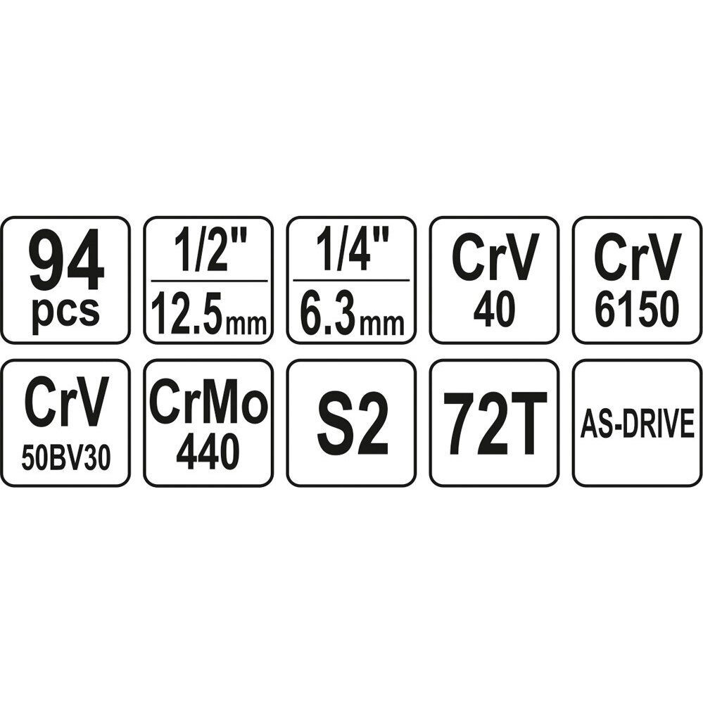 Įrankių rinkinys 6 kampų 94vnt. 1/4" 1/2" 5 Įrankių rinkinys 6 kampų 94vnt. 1/4" 1/2" 5