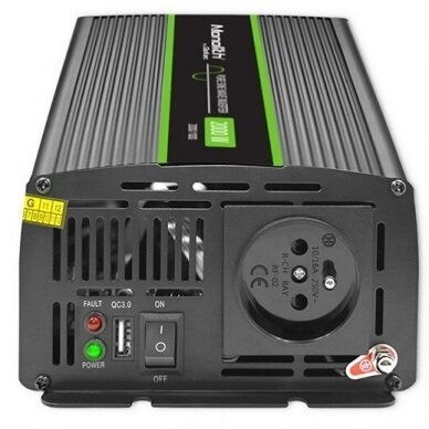 Įtampos keitiklis Qoltec Pure Sine Wave Monolith 1000W 12-24V 3 Įtampos keitiklis Qoltec Pure Sine Wave Monolith 1000W 12-24V 3