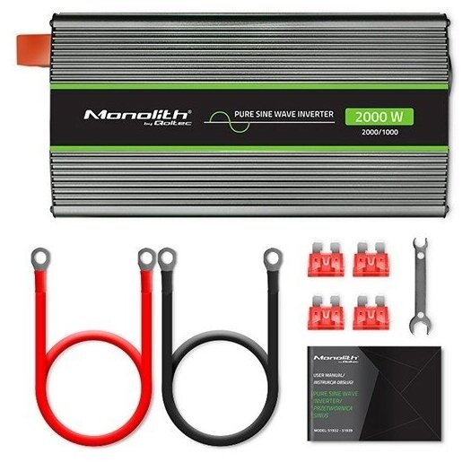 Įtampos keitiklis Qoltec Pure Sine Wave Monolith 1000W 12-24V 2 Įtampos keitiklis Qoltec Pure Sine Wave Monolith 1000W 12-24V 2