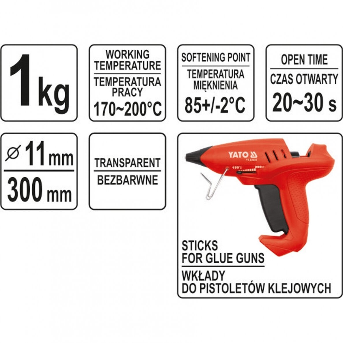 Karštų klijų lazdelės 11.2x300mm 1kg 1 Karštų klijų lazdelės 11.2x300mm 1kg 1
