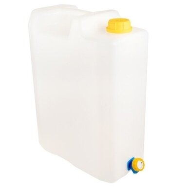 Kanistras plastikinis baltas su kraneliu 20L Kanistras plastikinis baltas su kraneliu 20L