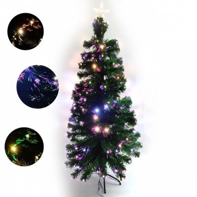 Kalėdinė eglutė LED su fibra įvairiaspalvė 180cm
